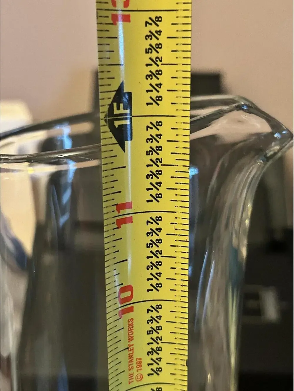 Vintage 12 inch tall Glass Martini Pitcher With Frosted Handle
